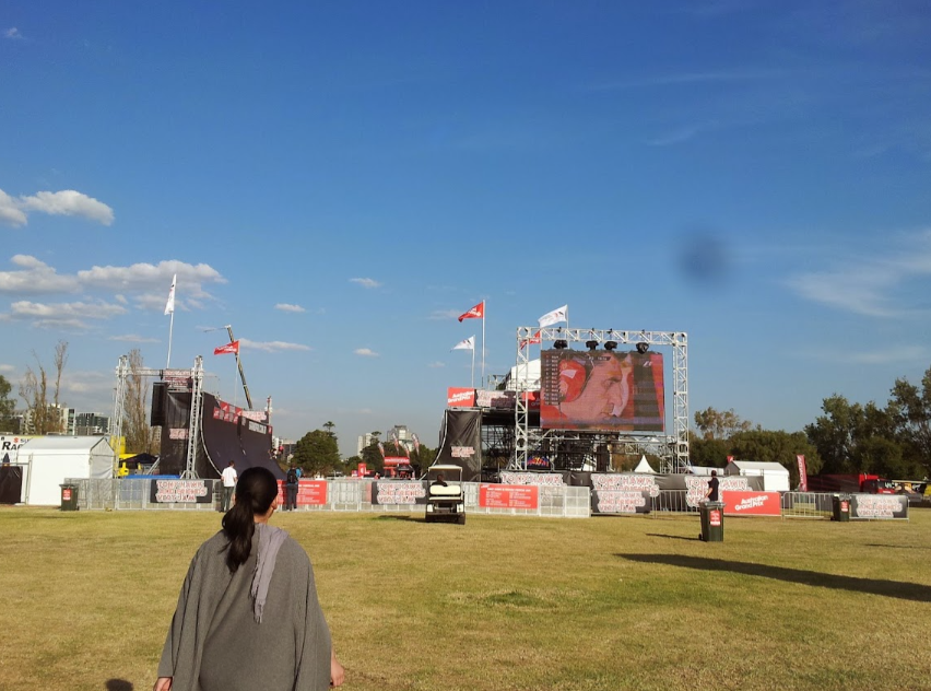 Outdoor event grounds beneath a blue sky on the Australia 2014 trip